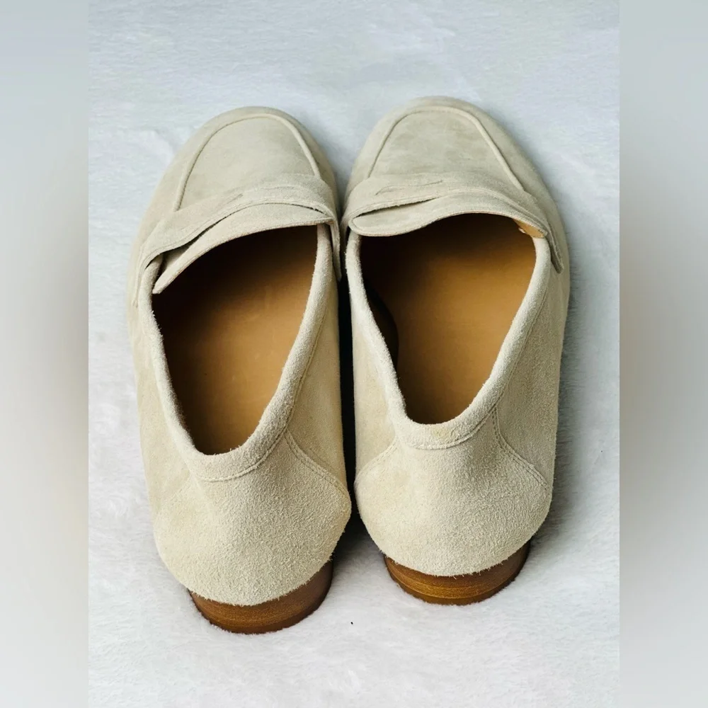 Quince Italian Suede Penny Loafer In Almond Size 9
